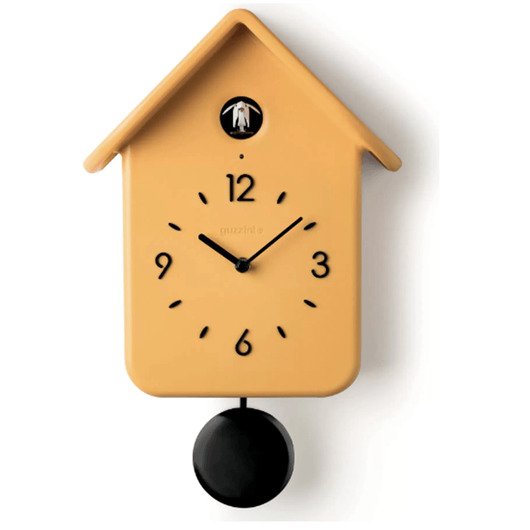 relogio_cuco_amarelo_pendulo_preto_guzzini relogio_cuco_amarelo_pendulo_preto_guzzini