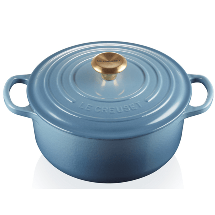 cacarola_redonda_chambray_pegador_dourado_22cm_le_creuset cacarola_redonda_chambray_pegador_dourado_22cm_le_creuset