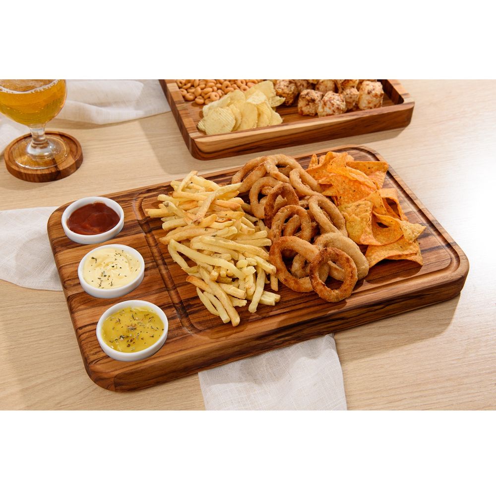 Tábua De Churrasco Com 3 Cumbucas 42X26x35 - Monte Novo - coqueluchecasa