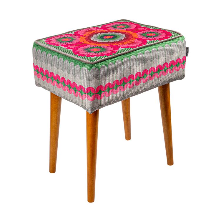 Banqueta_Retangular_Flor_Rosa_E_Verde_Renata_Sader_42664 Banqueta_Retangular_Flor_Rosa_E_Verde_Renata_Sader_42664