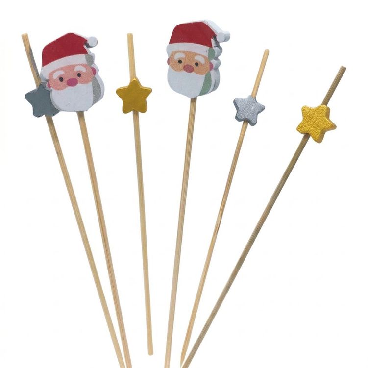 Kit_Palitos_Para_Aperitivo_Natal_Papai_Noel_Estrelas_50_Pecas_12cm_TUUT
