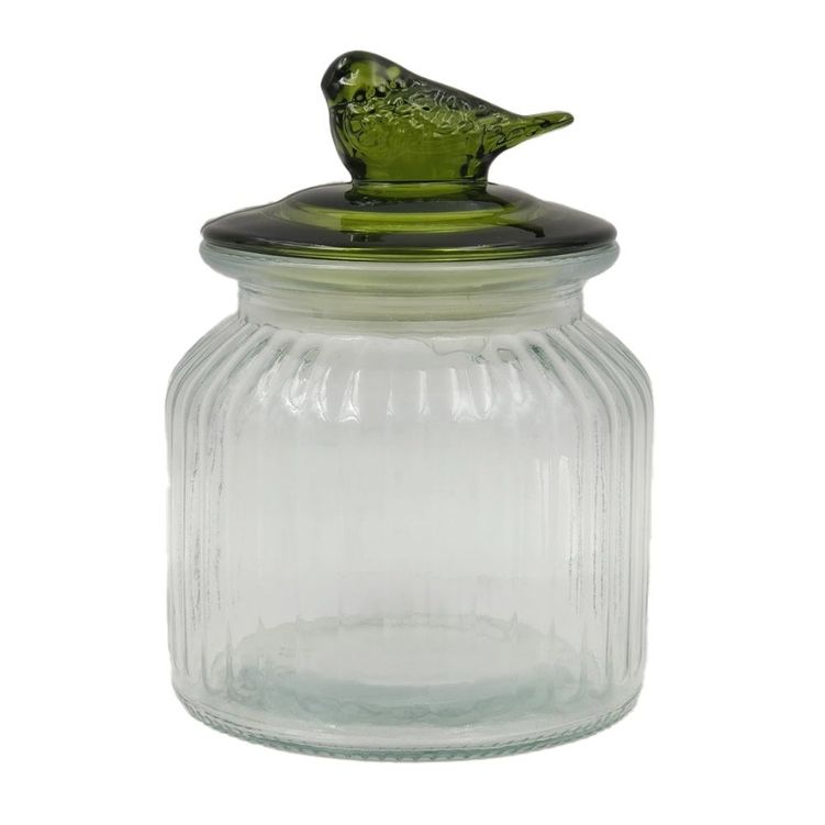 Pote_Vidro_Canelado_Passaro_Verde_600ml_Tuut Pote_Vidro_Canelado_Passaro_Verde_600ml_Tuut