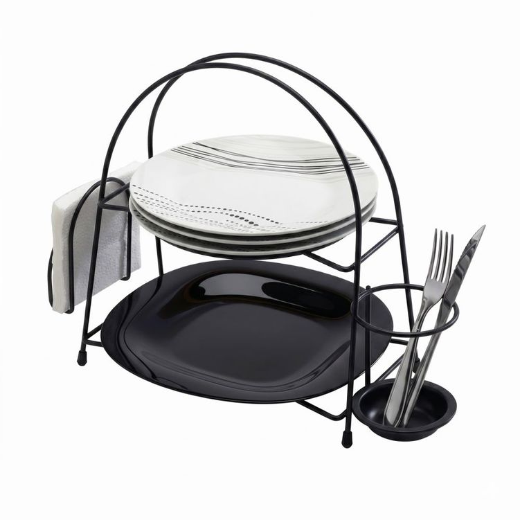 SUPORTE_12_PRATOS_TALHERES_GUARDANAPOS_ALICE_PRETO_FOSCO_42.5X32.7X22CM_SCHMITT SUPORTE_12_PRATOS_TALHERES_GUARDANAPOS_ALICE_PRETO_FOSCO_42.5X32.7X22CM_SCHMITT
